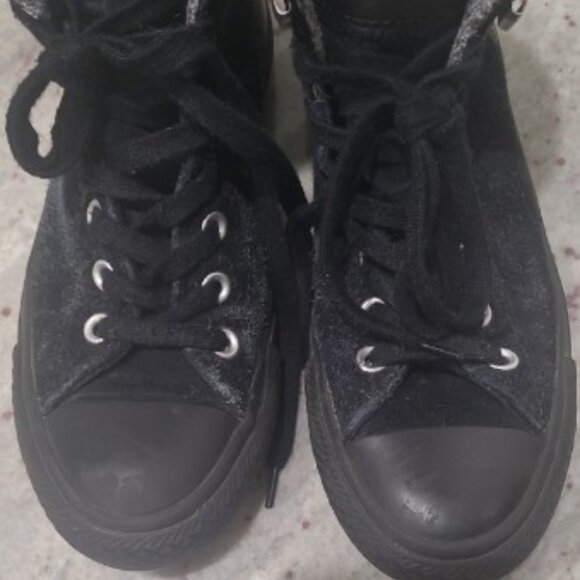 Converse All Stars Suede Black On Black Hi Tops - SZ 7 - Picture 2 of 8
